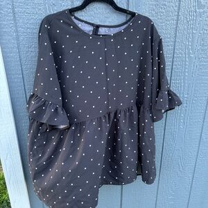 Shein Plus Size Peplum Polka Dot Blouse